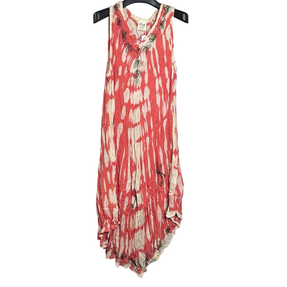 NWT beach dress swim suit coverup‎ peach cream embroidered READ